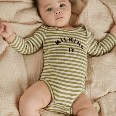 Claude & Co BABY Milking It Stripe Bodysuit