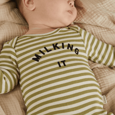 Claude & Co BABY Milking It Stripe Onesie - Studio Play