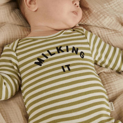 Claude & Co BABY Milking It Stripe Onesie