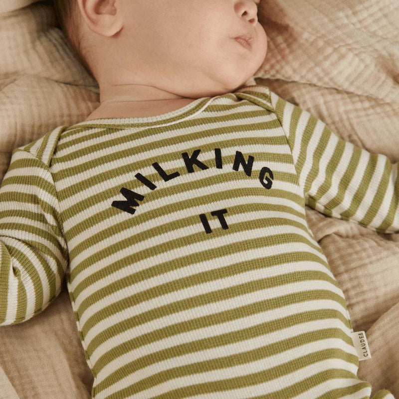 Claude & Co BABY Milking It Stripe Onesie