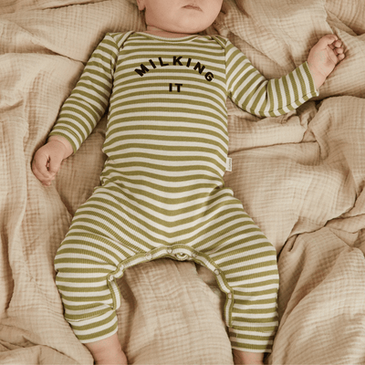 Claude & Co BABY Milking It Stripe Onesie - Studio Play