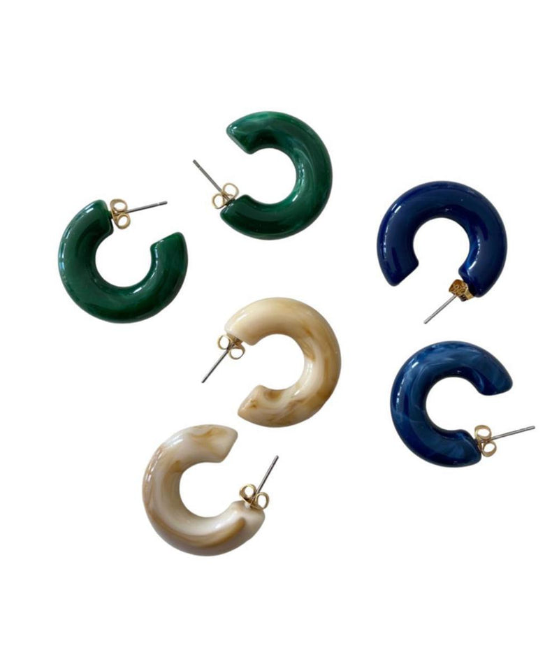 Colorful Rainbow Earrings Dark Green-Marble
