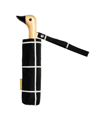 Compacte Eenden Paraplu Black Grid Original Duckhead