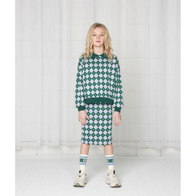 Cos I Said So Knit Argyle Skirt Green/Lilac - Studio Play