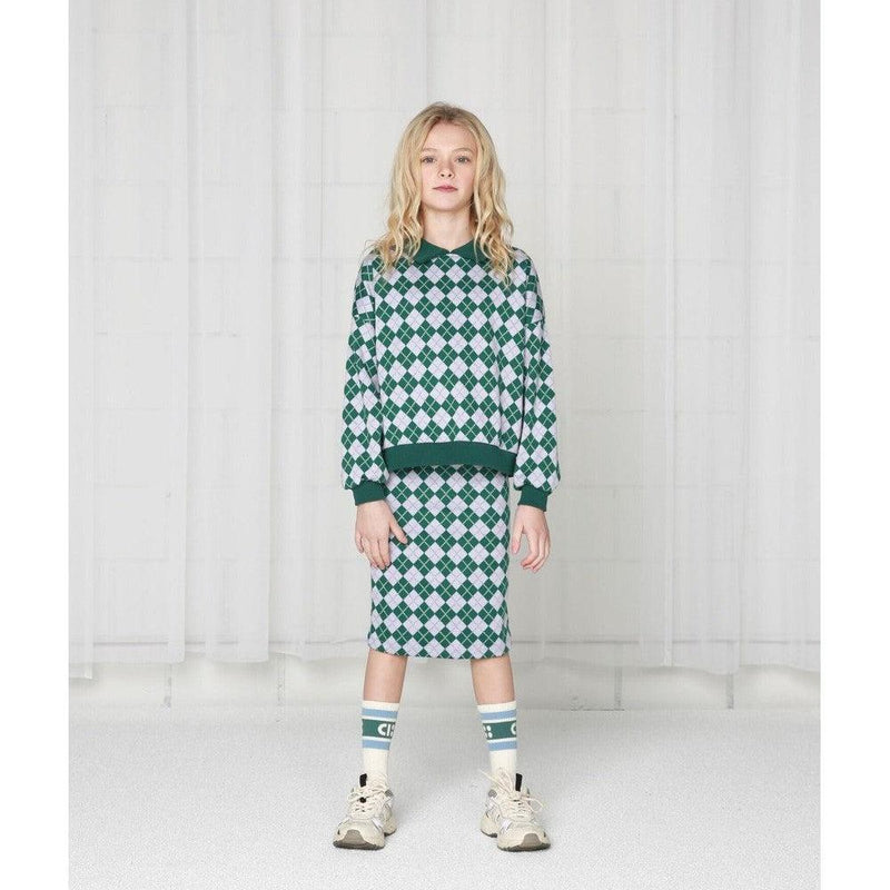 Cos I Said So Knit Argyle Skirt Green/Lilac - Studio Play