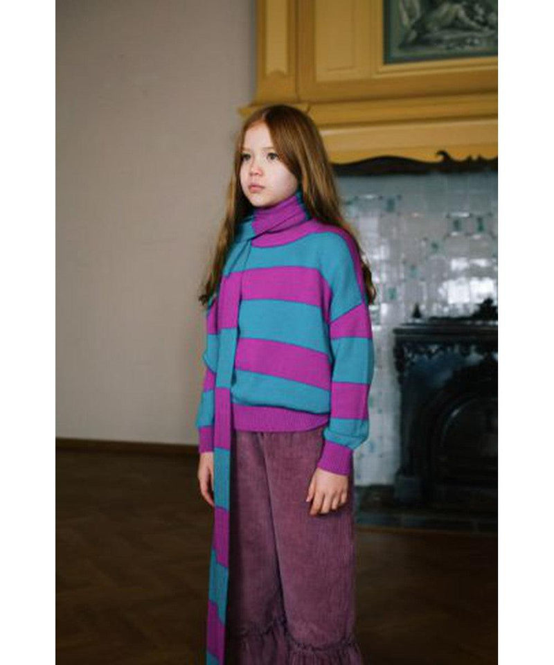 Daily Brat Doodled Striped Knitted Sweater Whimsy