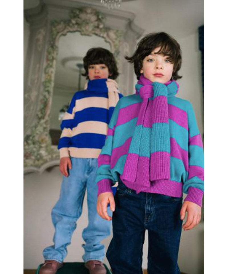 Daily Brat Doodled Striped Knitted Sweater Whimsy