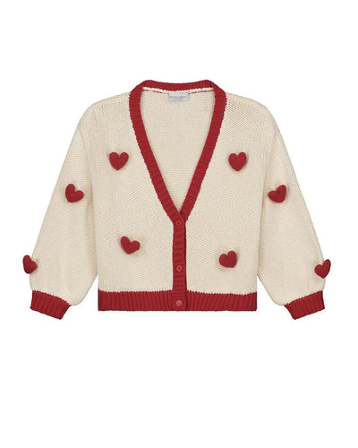 Daily Brat Heart Knitted Vest Ivory Red