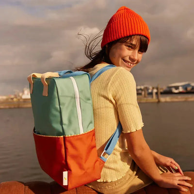 Sticky Lemon Backpack Large Wonders Colourblocking Aquatic Green / Shipwreck Rust