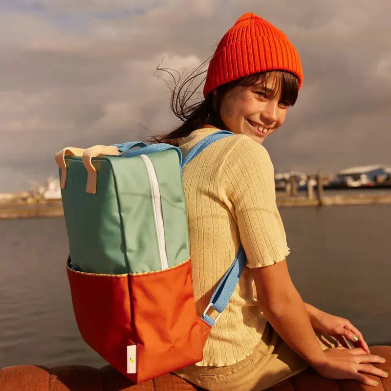 Sticky Lemon Backpack Large Wonders Colourblocking Aquatic Green / Shipwreck Rust