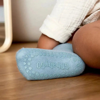 GO Baby Go Non - slip Socks Organic Cotton Dark Dusty Blue - Studio Play