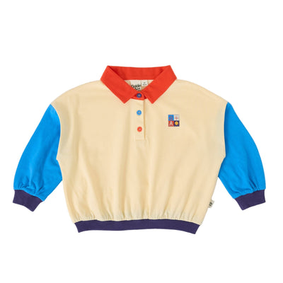 Goldie + Ace BABY Relaxed Rugby Sweat Top Vanilla/Lake - Studio Play