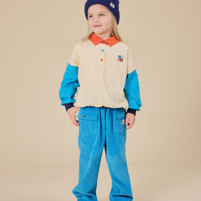 Goldie + Ace BABY Relaxed Rugby Sweat Top Vanilla/Lake - Studio Play