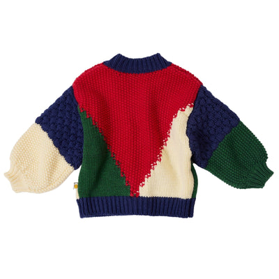 Goldie + Ace Colour Block Knit Cardigan Primary Multi