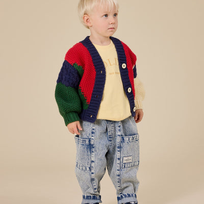 Goldie + Ace Colour Block Knit Cardigan Primary Multi