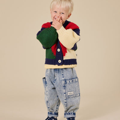 Goldie + Ace Colour Block Knit Cardigan Primary Multi