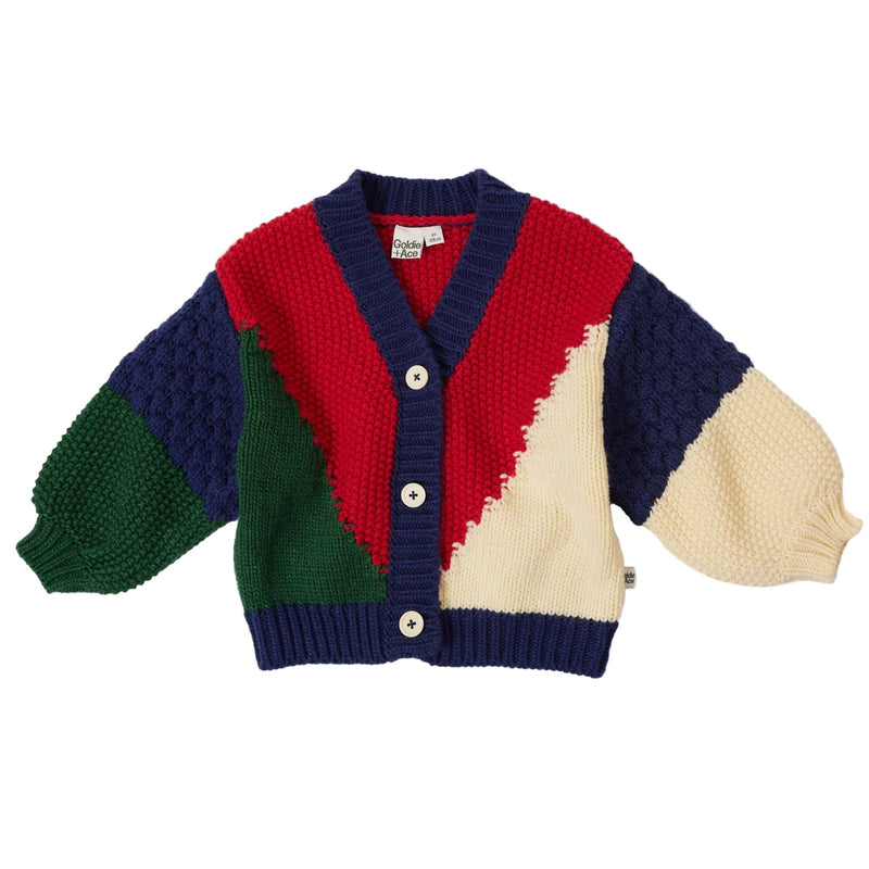 Goldie + Ace Colour Block Knit Cardigan Primary Multi