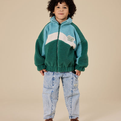 Goldie + Ace Frankie Sherpa Jacket Teal/Cream/Dark Jade - Studio Play