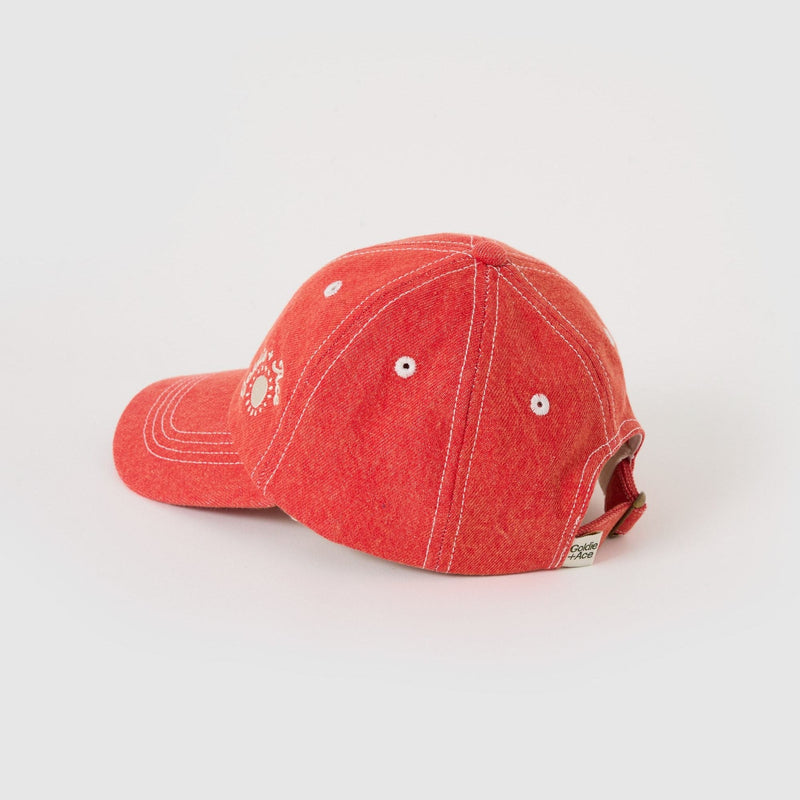 Goldie + Ace Tate Embroidered Denim Cap Apple Red