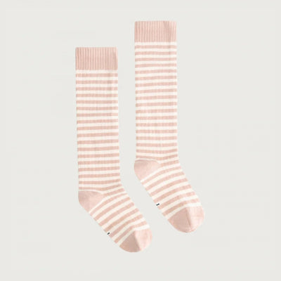 Gray Label Long Ribbed Socks GOTS Faded Pink/Cream
