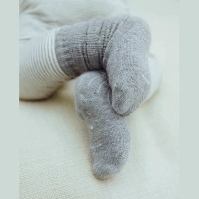 Gray Label Long Ribbed Socks GOTS Grey Melange