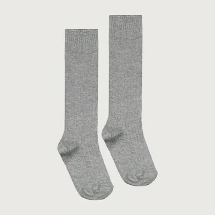 Gray Label Long Ribbed Socks GOTS Grey Melange