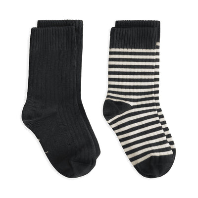 Gray Label Ribbed Socks 2 - pack GOTS Pirate Black/Cream - Studio Play