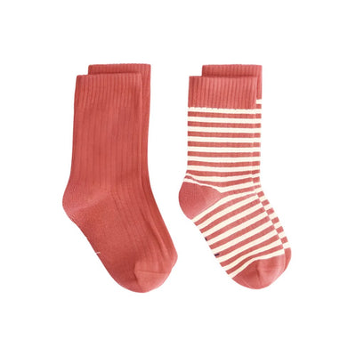 Gray Label Ribbed Socks 2 - Pack Poppy Red/Cream - Studio Play