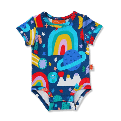 Halcyon Nights Baby Short Sleeve Bodysuit Rocket Ride - Studio Play