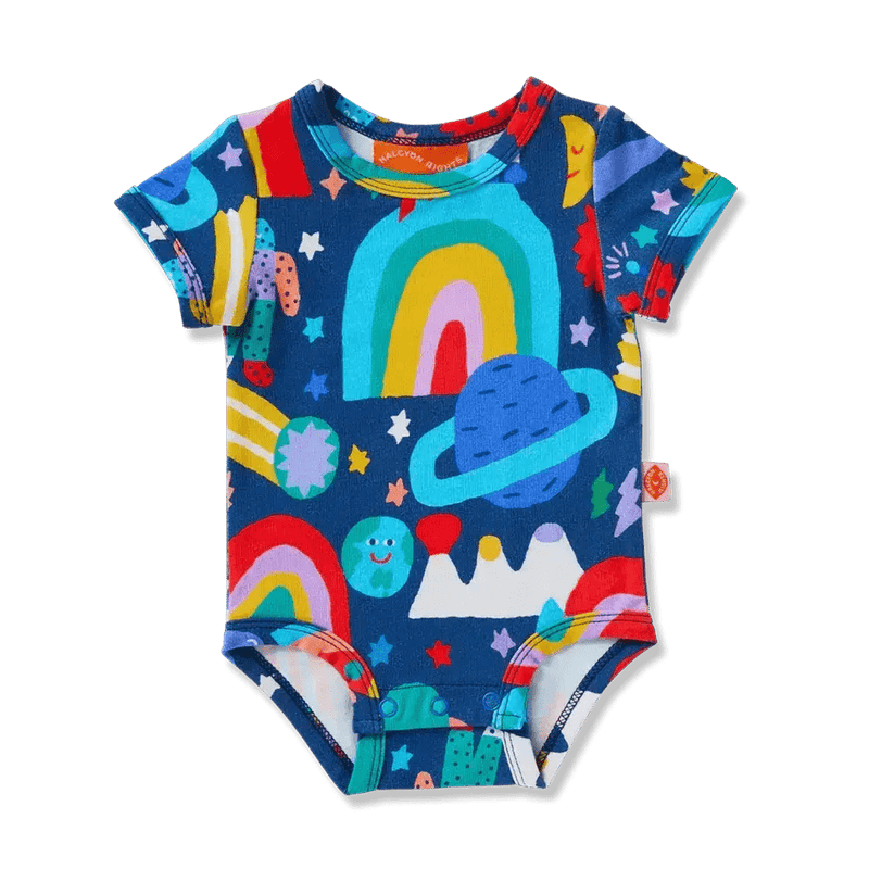 Halcyon Nights Baby Short Sleeve Bodysuit Rocket Ride - Studio Play