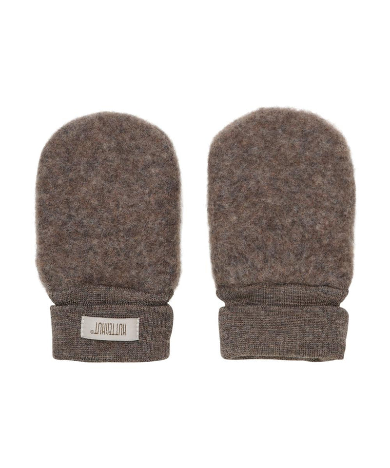 HUTTELiHUT Mittens Wool Fleece 2-layers Brown Melange