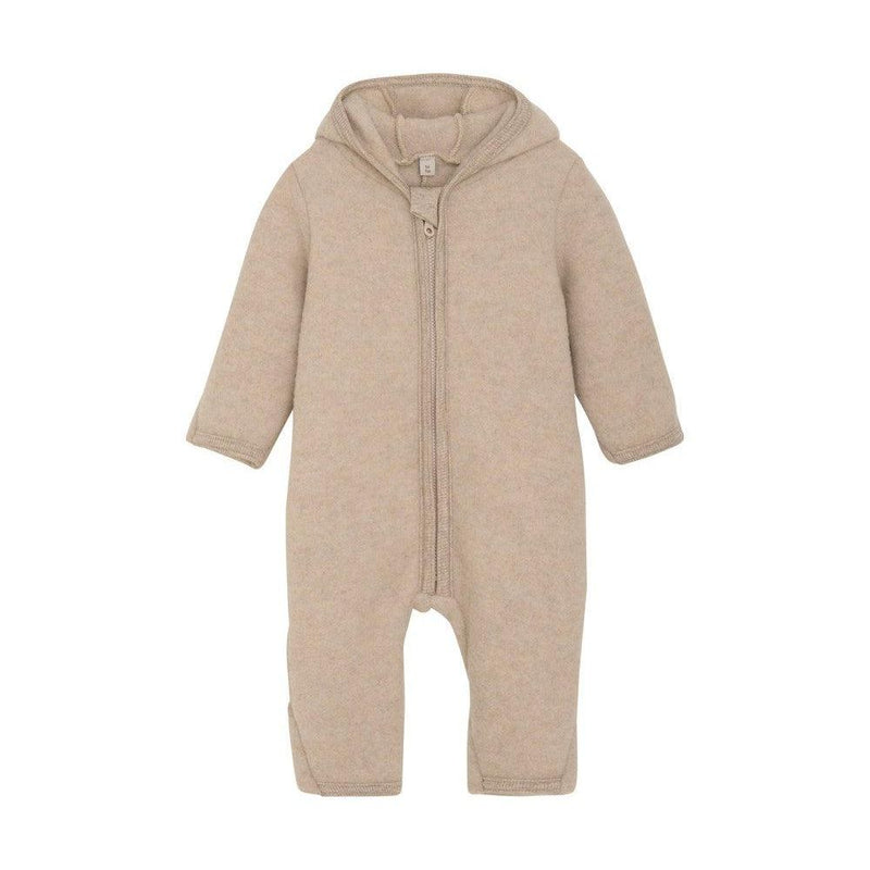 HUTTELiHUT Pram Suit Ears Wool Fleece Camel Melange - Studio Play