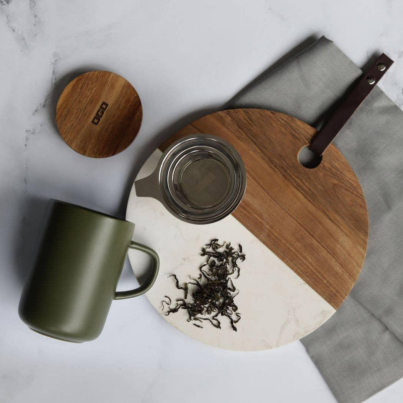 Juliet kaki theepot met acacia-deksel