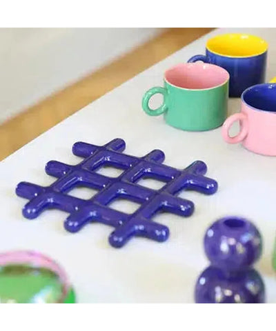 &Klevering Trivet Grid Blue