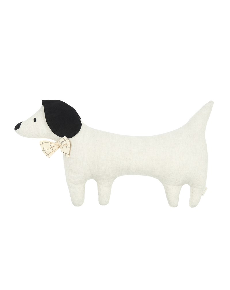 Nobodinoz Cushion L1N0 In Washed French Linen - Toby The Dog Greige