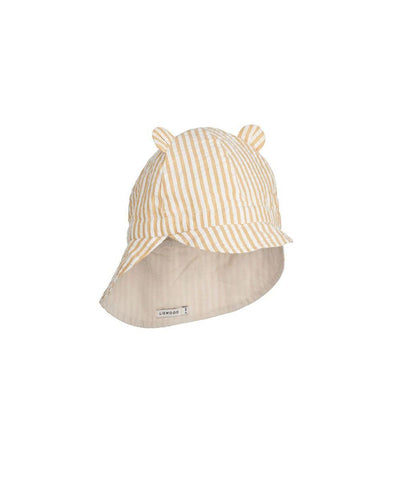 Liewood Baby Gorm Reversible Seersucker Sun Hat Stripe Yellow Mellow