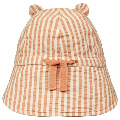 Liewood Baby Gorm Reversible Seersucker Sun Hat Wide Stripe Tuscany Rose