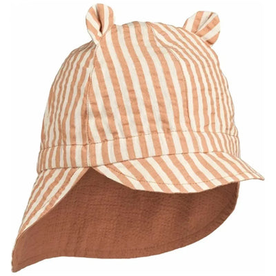 Liewood Baby Gorm Reversible Seersucker Sun Hat Wide Stripe Tuscany Rose