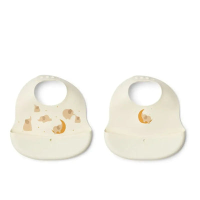 Liewood Ember Printed Bib 2 - Pack Elephant/Cream - Studio Play