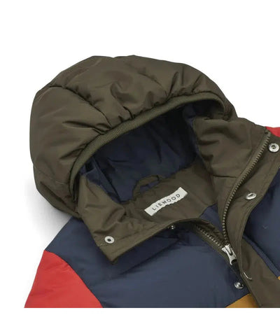 Liewood Palle Puffer Down Jacket Army Brown Multi Mix