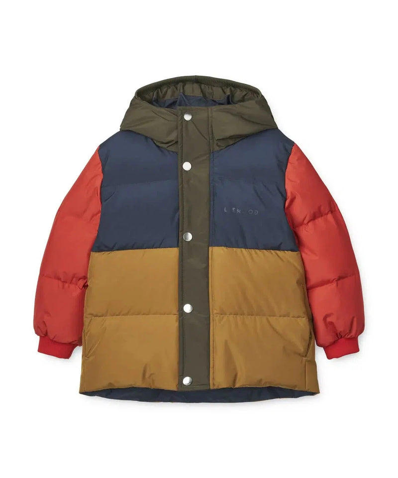 Liewood Palle Puffer Down Jacket Army Brown Multi Mix