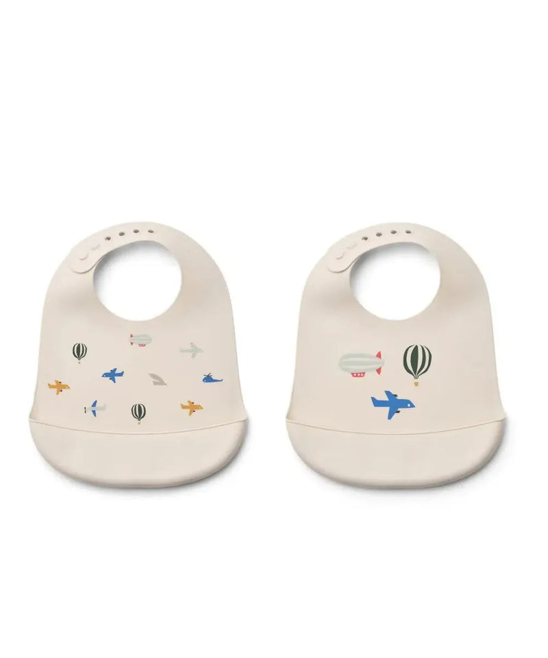 Liewood Tilda Printed Bib 2-Pack Aviator/Ecru