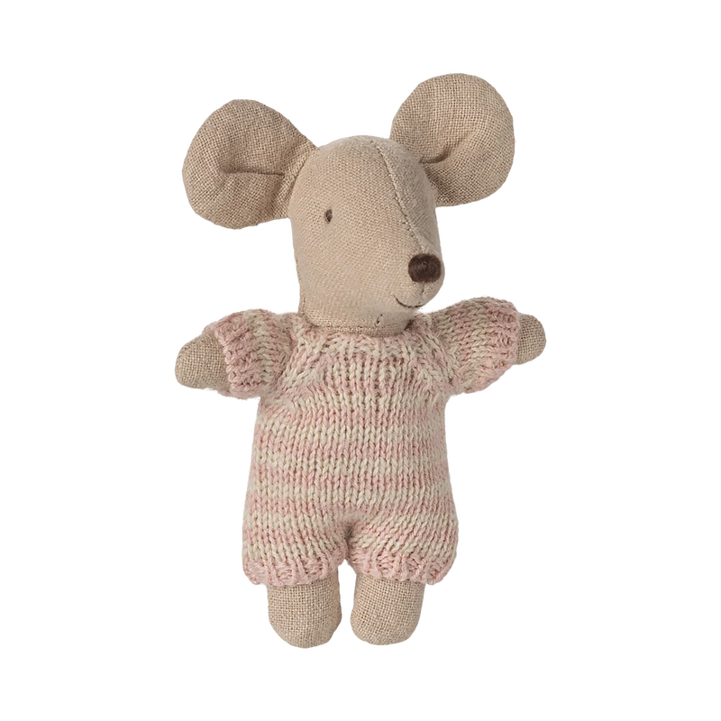 Maileg Baby Mouse In Carry Cot Rose