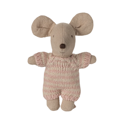 Maileg Baby Mouse In Carry Cot Rose