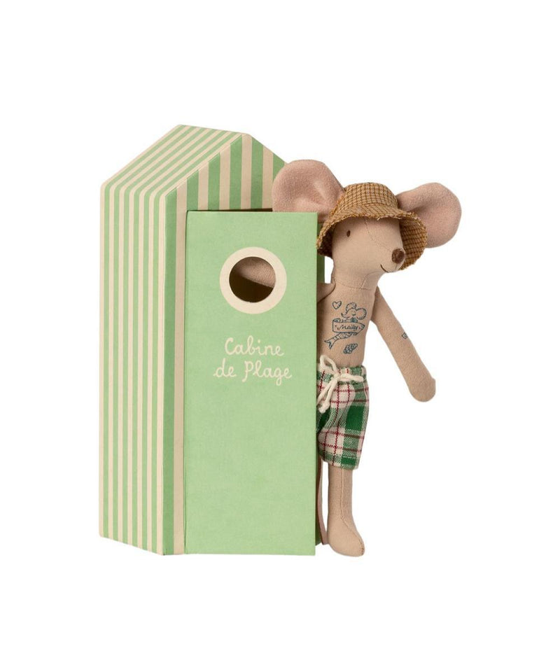 Maileg Beach Mice - Dad in Cabine de Plage
