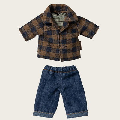 Maileg Brown Checked Shirt And Pants Dad Mouse - Studio Play