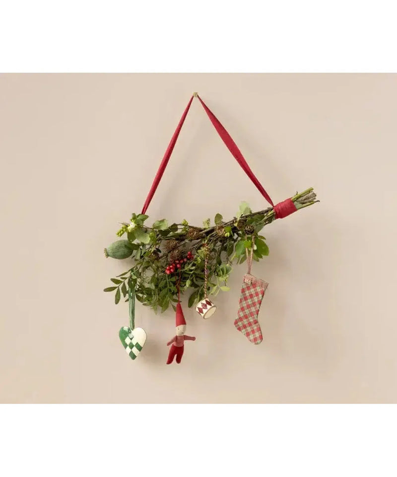 Maileg Christmas Ornament Stocking Checker Red