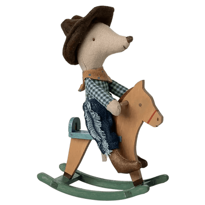 Maileg Cowboy Mouse on Rocking Horse, Little Brother - Studio Play