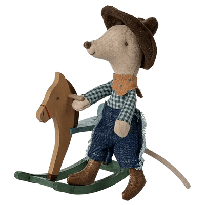 Maileg Cowboy Mouse on Rocking Horse, Little Brother - Studio Play