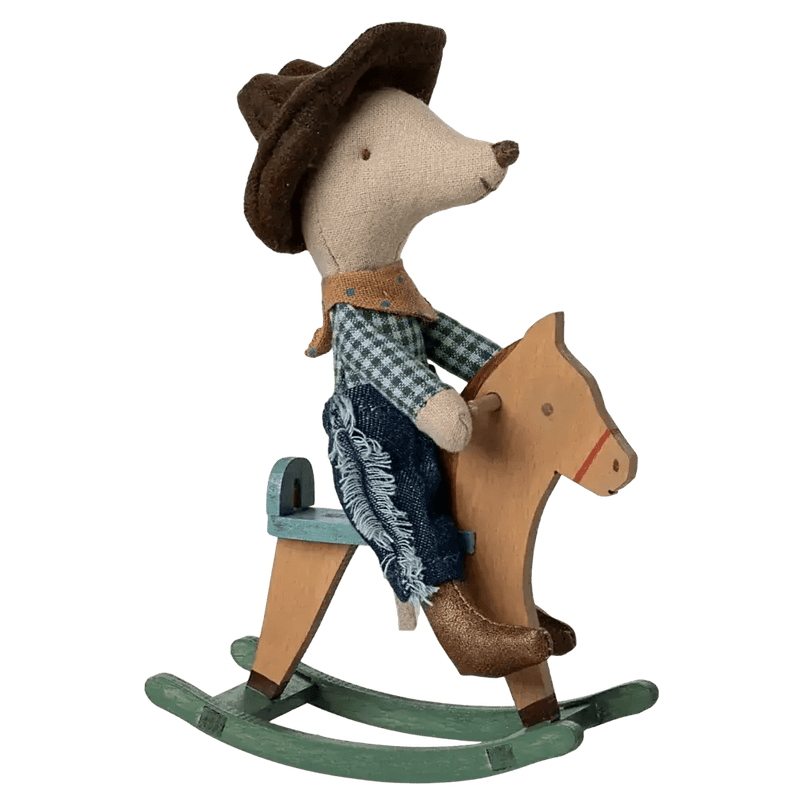 Maileg Cowboy Mouse on Rocking Horse, Little Brother - Studio Play